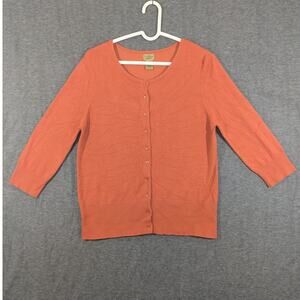 Nue Options Essentials Womens Button‎ Up Cardigan Pumpkin Orange Size L